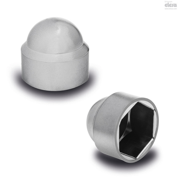 Elesa Hex Spoke Bolt Cap, 45.80 mm Fits Bolt Dia, Chrome, Polyethylene Matte NCD-CR